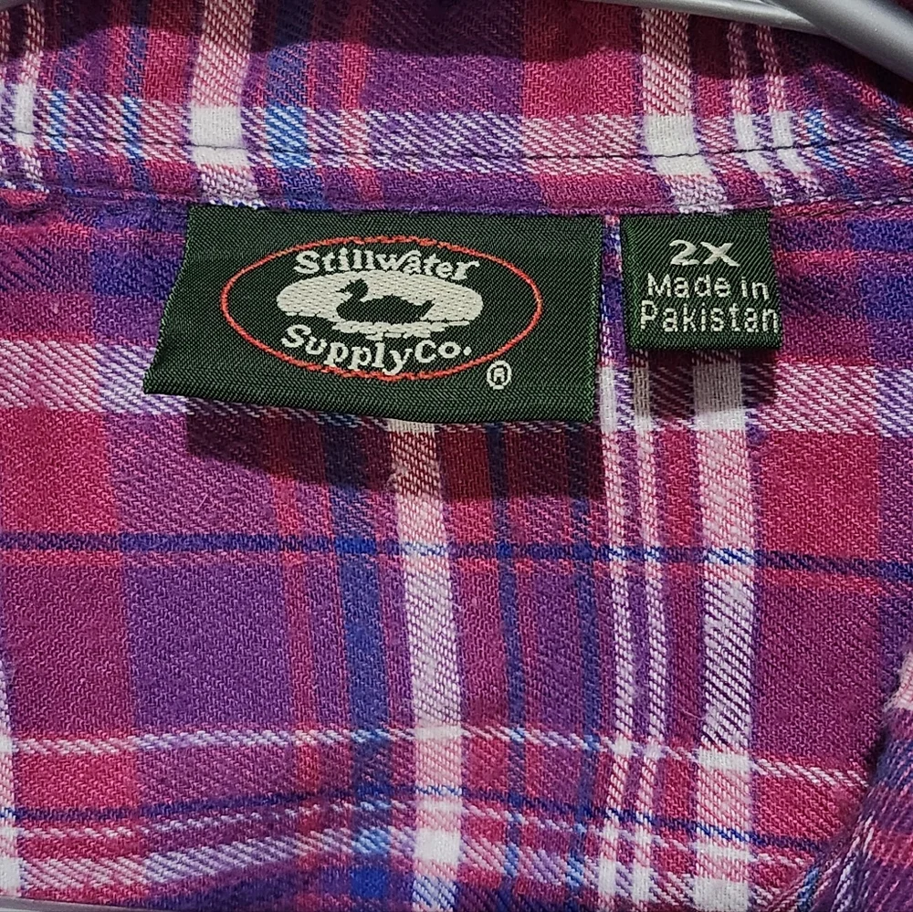 Stillwater Suppy Co Women's Purple Plaid Flannel Button-Up Shirt